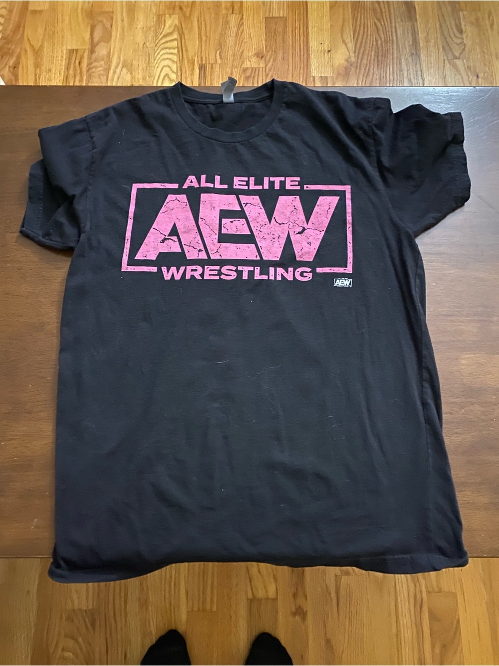 next Black Short Sleeve Tee with Pink AEW Logo